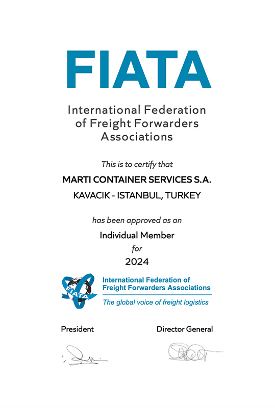 Martı Logistics FIATA Yetki Belgesi